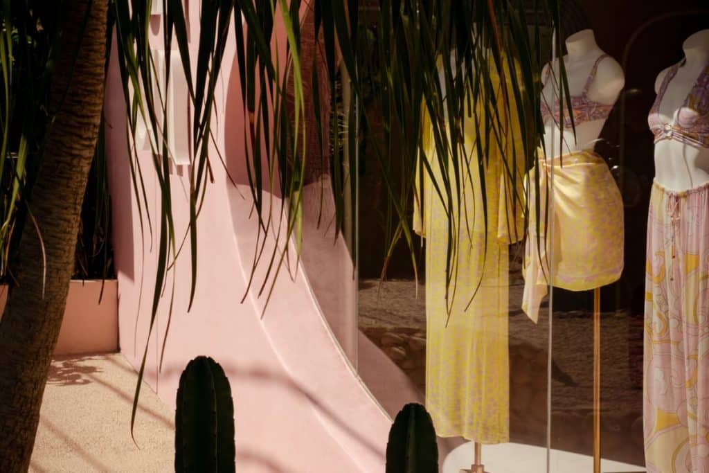 Exterior of CinCin boutique with pink façade in Canggu