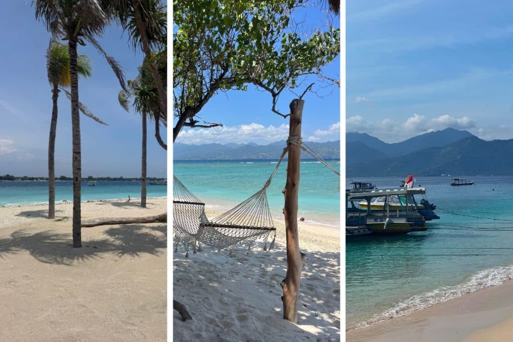 The three Gili Islands: Gili Trawangan, Gili Meno, and Gili Air