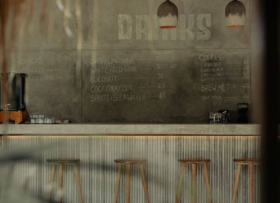 Bar decor at Ronja Boutique Hotel Uluwatu with Mexican-inspired minimalist design