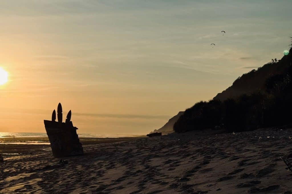 Sunset at Nyang Nyang Beach in Uluwatu, Bali.