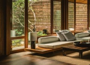 Interior view of one of the 7 stylish villas in Ubud, Bali