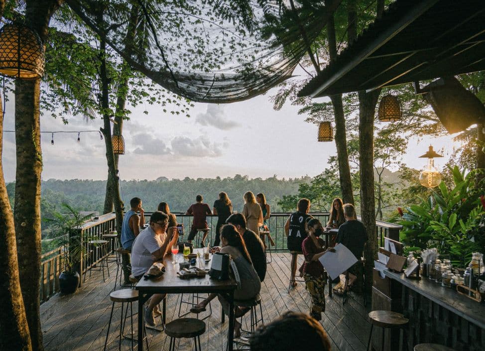 Sunset view over the jungle valley from The Sayan House in Ubud