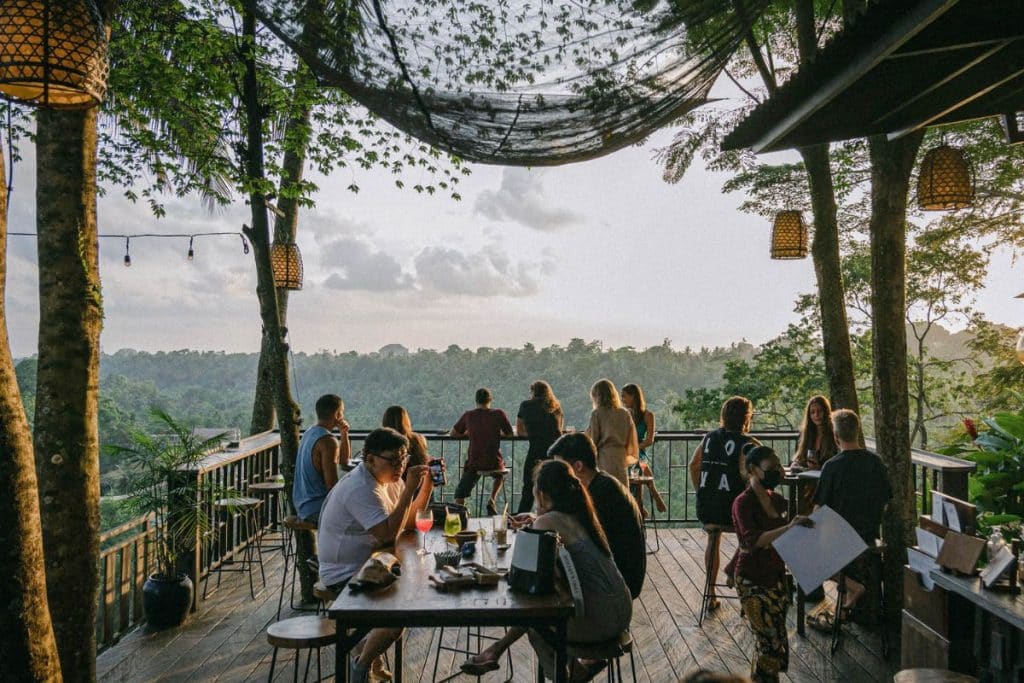 Sunset view over the jungle valley from The Sayan House in Ubud
