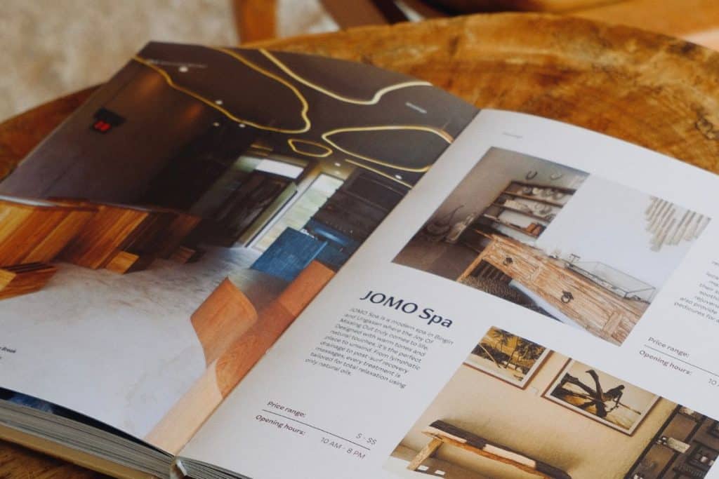 The Uluwatu Travel Guide opened to show inside pages and layout