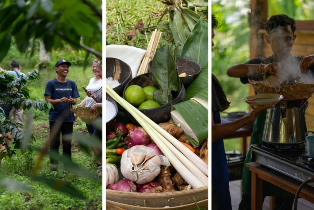 Participants learning Balinese cooking in a hands-on cooking class