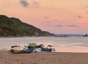 Lombok Beach Sunset with Boat