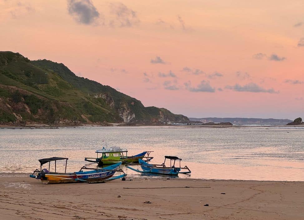 Lombok Beach Sunset with Boat