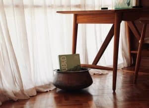 Open book placed inside a villa in Ubud surrounded by a peaceful jungle atmosphere