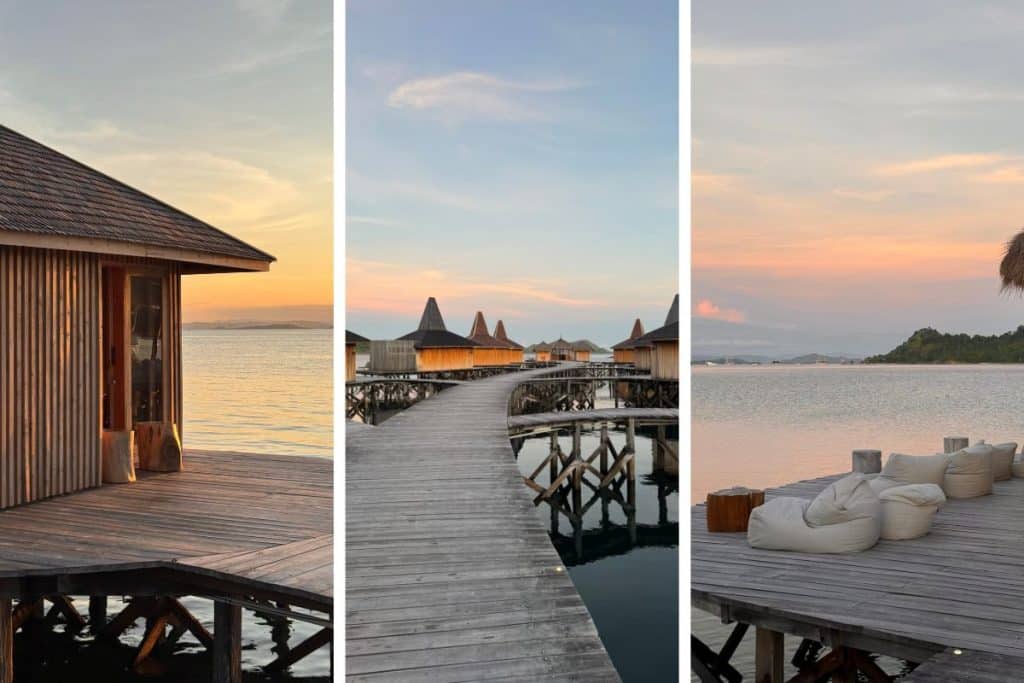 A quiet bay with crystal-clear waters and untouched natural surroundings in Menjaga Bay, Flores.