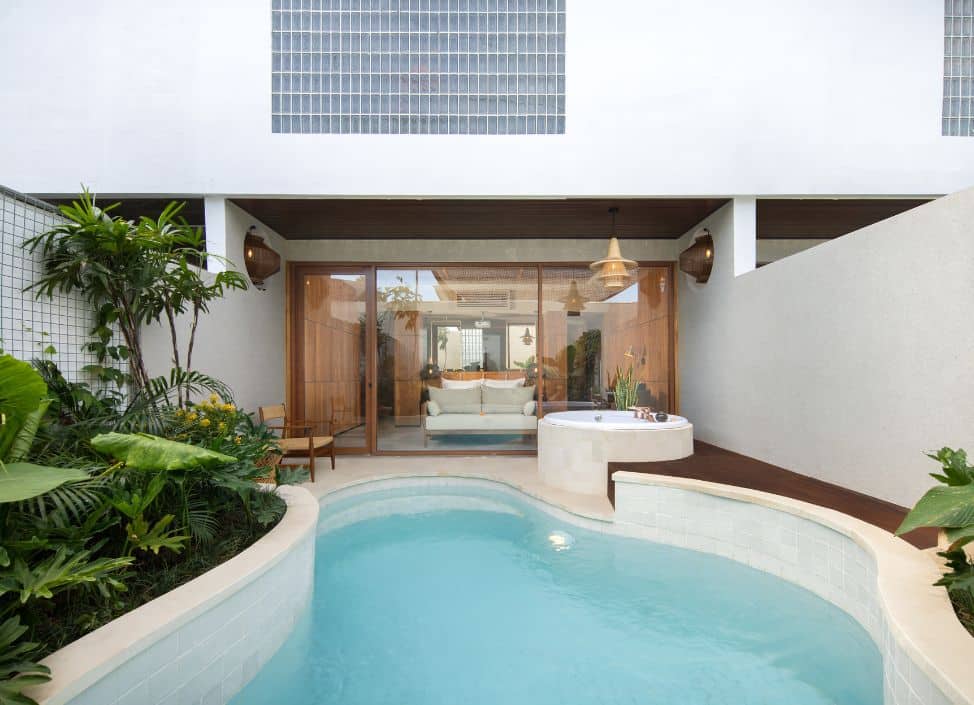 Private pool at Sini Vie Villa Seminyak with modern outdoor design.