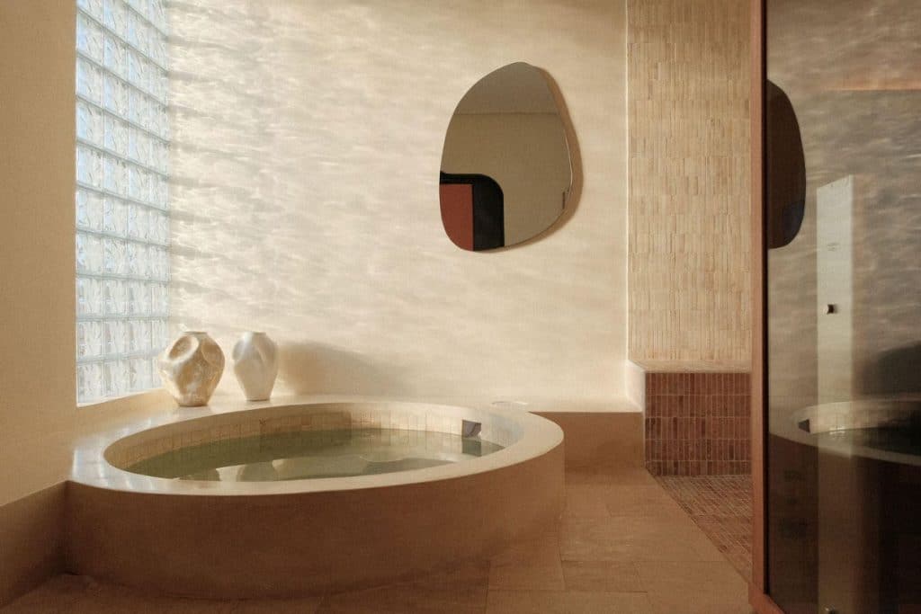 Interior view of the cold plunge area at Sundaymood in Canggu