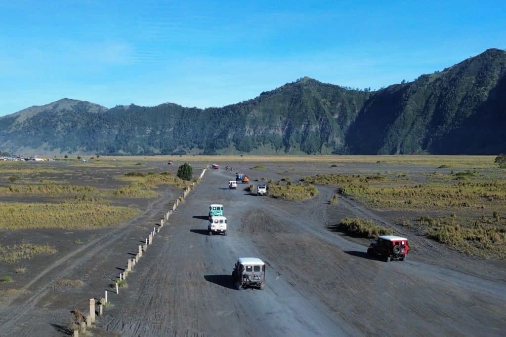 The black volcanic sea of sand at Mount Bromo