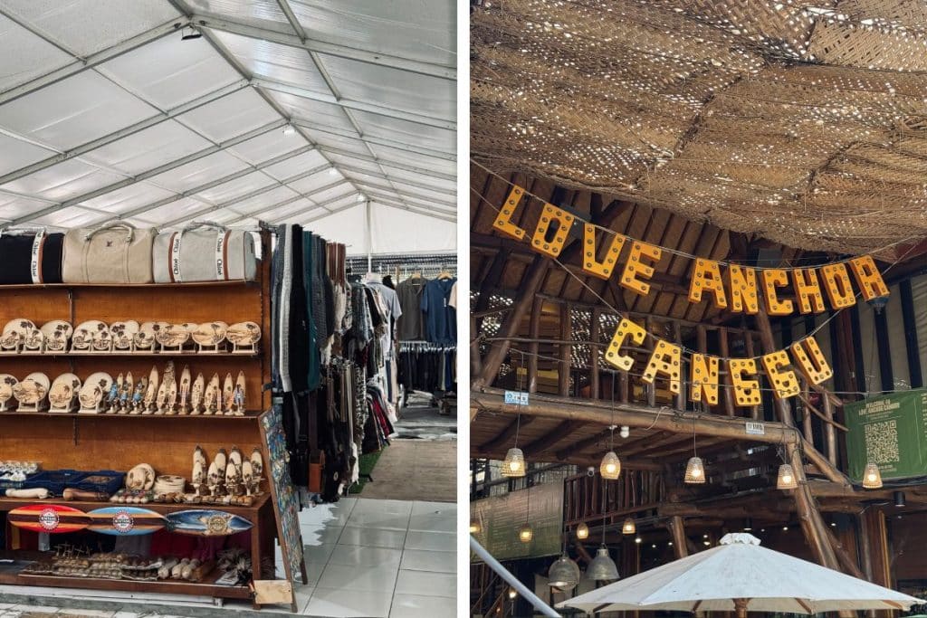Local market in Canggu with colorful stalls and handmade crafts