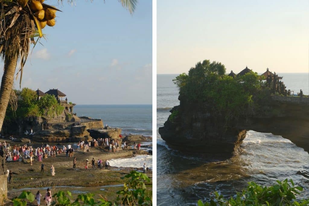 Tanah Lot Temple perched on a rocky coastline in Bali