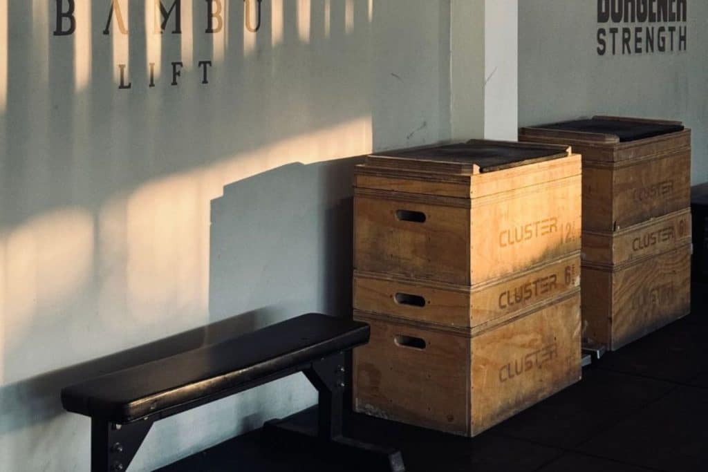 Modern gym equipment at Bambu Fitness Uluwatu with open and air-conditioned training areas.