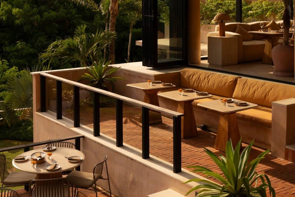 Multi-level terrace at Teja Uluwatu overlooking the cliffs