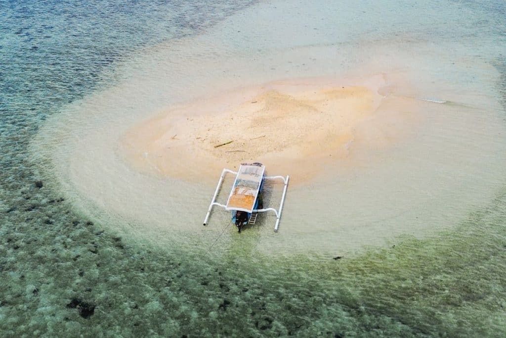 Drone shot of Gili Gede, the largest of the Secret Gilis in Lombok