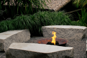 Evening fire pit in the garden at The Asa Maia Uluwatu