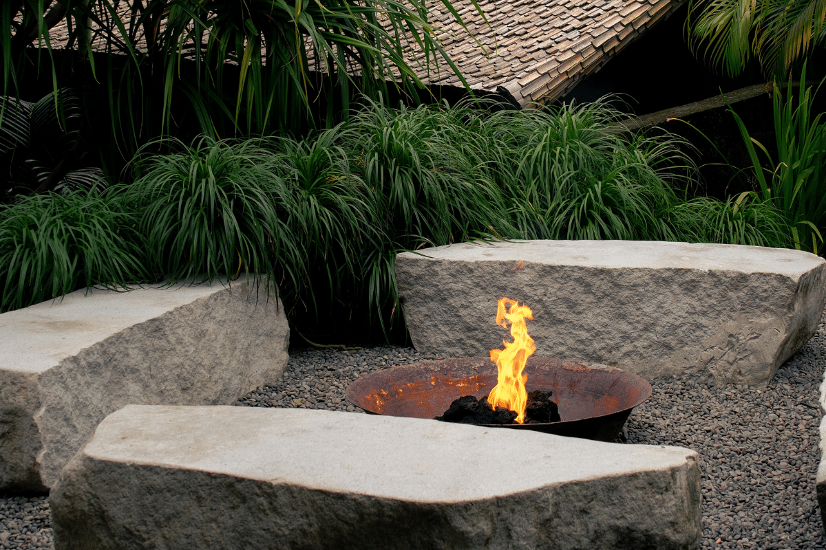 Evening fire pit in the garden at The Asa Maia Uluwatu