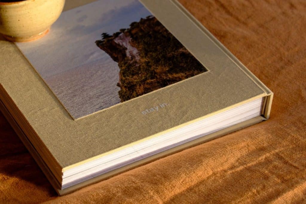 Linen-covered Uluwatu travel guide book