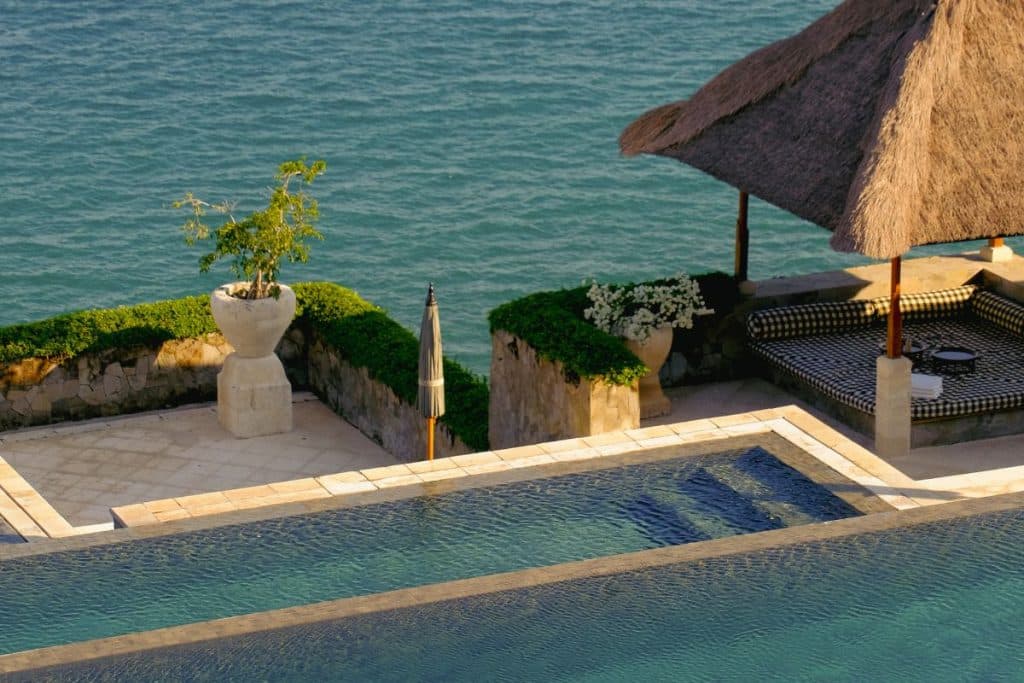 Amankila Bali three tier infinity pool with ocean view