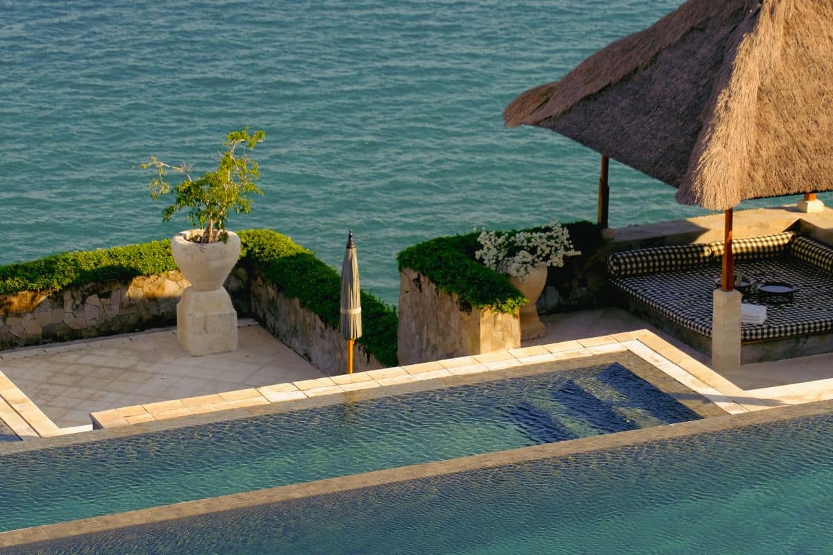 Amankila Bali three tier infinity pool with ocean view