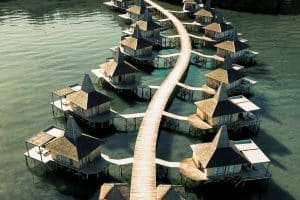 Sea-facing rooms at Menjaga Bay Resort overlooking the ocean