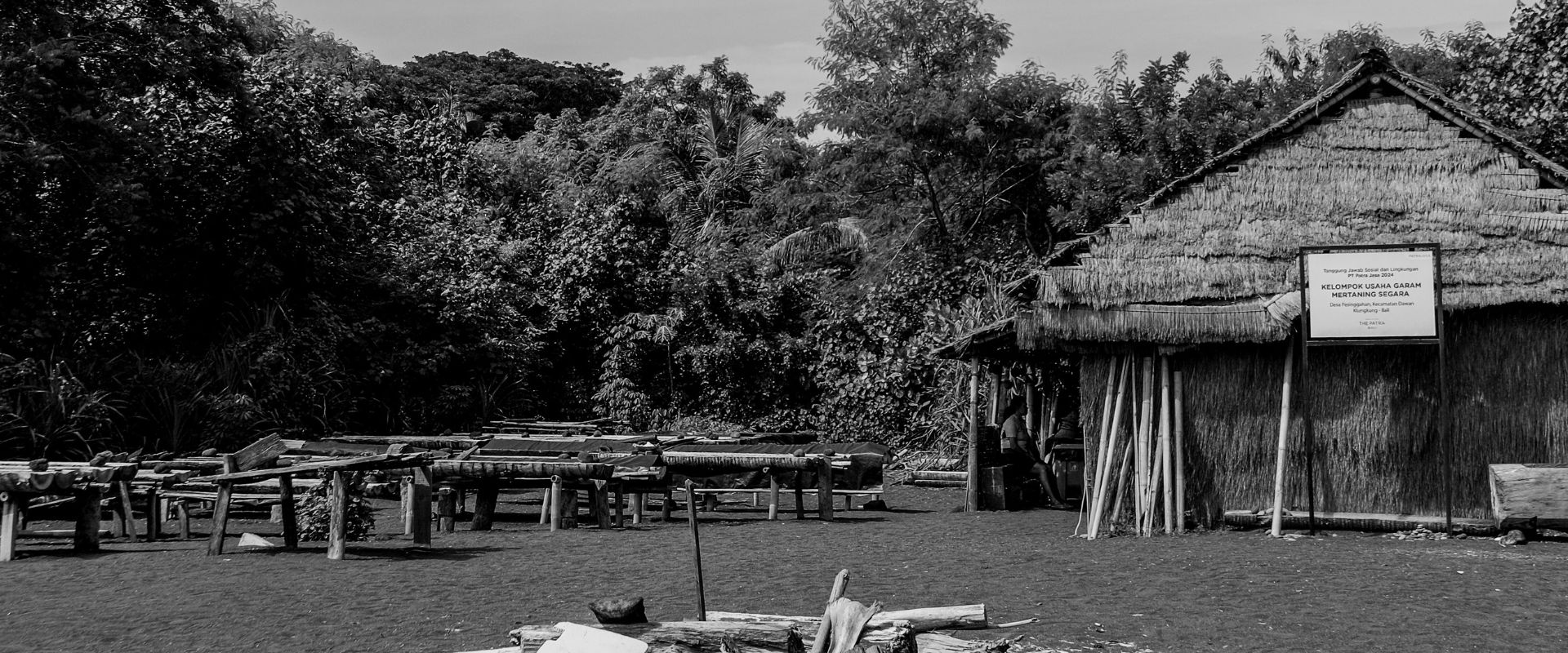 Traditional salt farm in Pesinggahan, Bali near the coastline