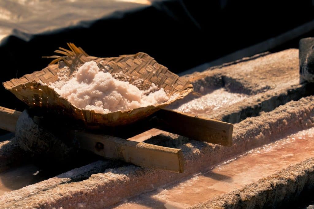 Fresh sea salt drying under the sun in Bali