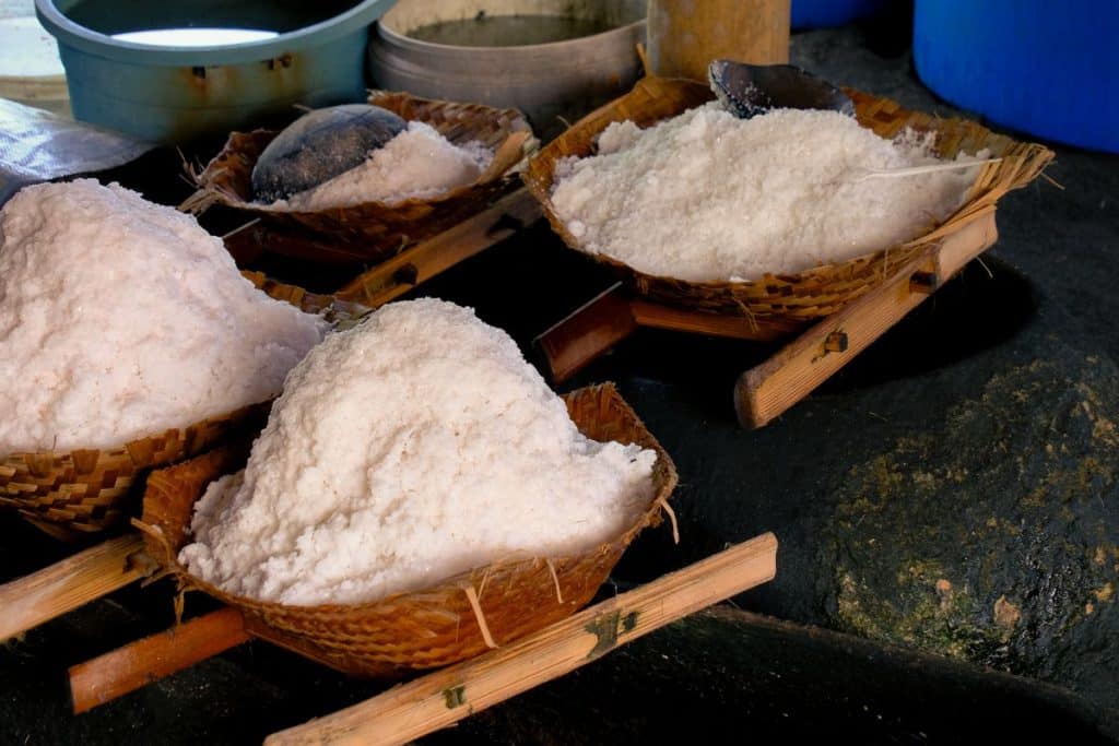 Traditional Balinese sea salt ready to be packaged