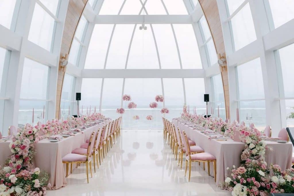 Elegant wedding ceremony at The Ritz-Carlton Bali chapel