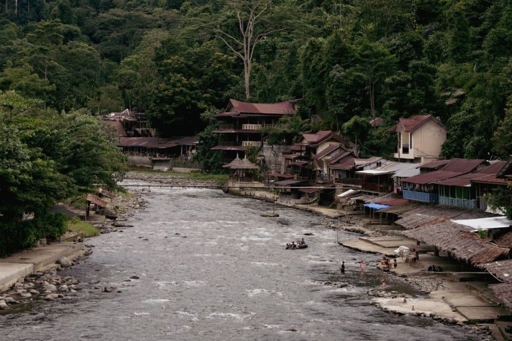 Bukit Lawang village and Bohorok River in North Sumatra
