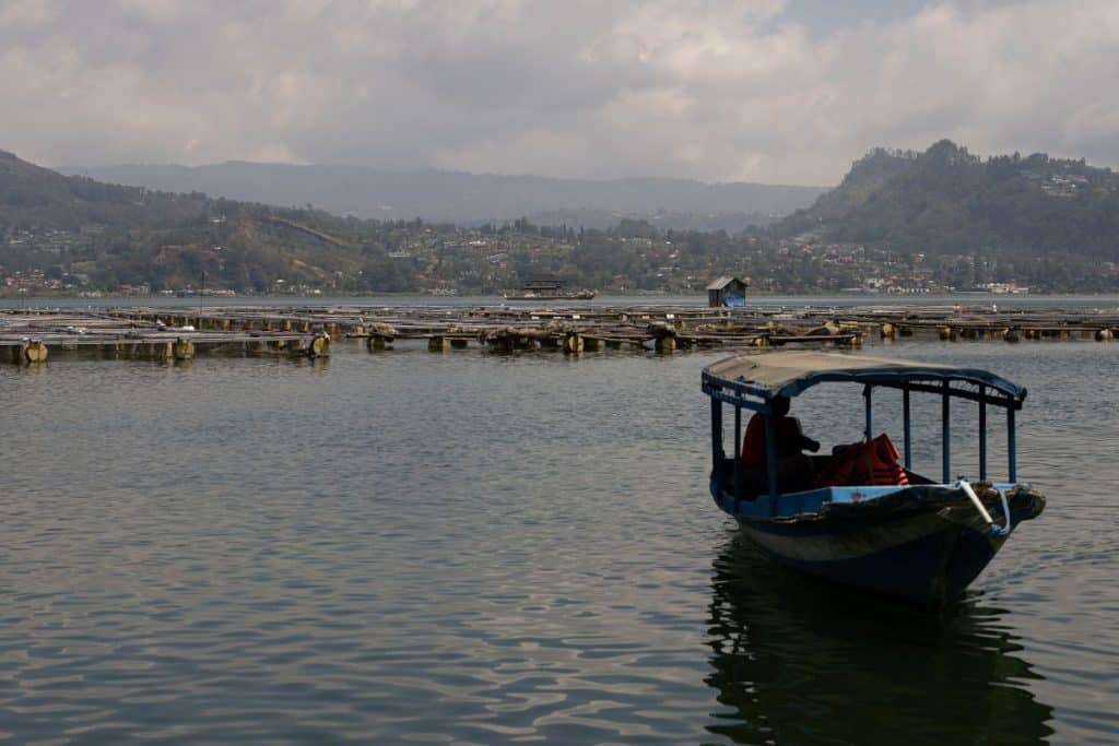 Fishing boat on Lake Batur in Kintamani, Bali