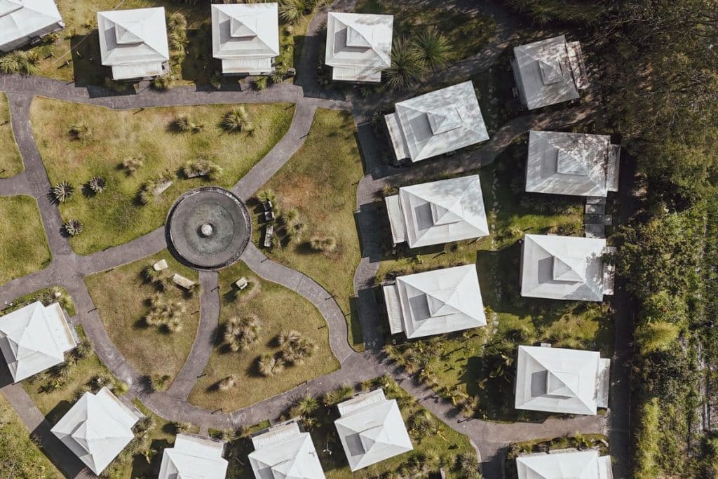 Aerial drone view of Toteme Glamping in Kintamani, Bali