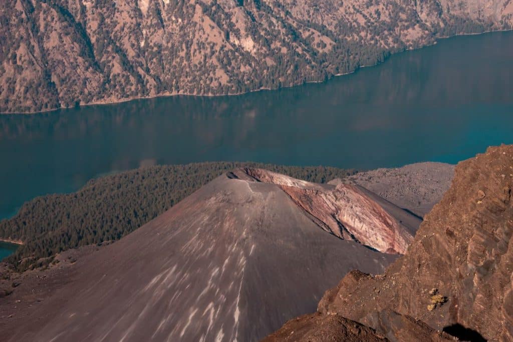 Mount Rinjani crater and Segara Anak lake in Lombok