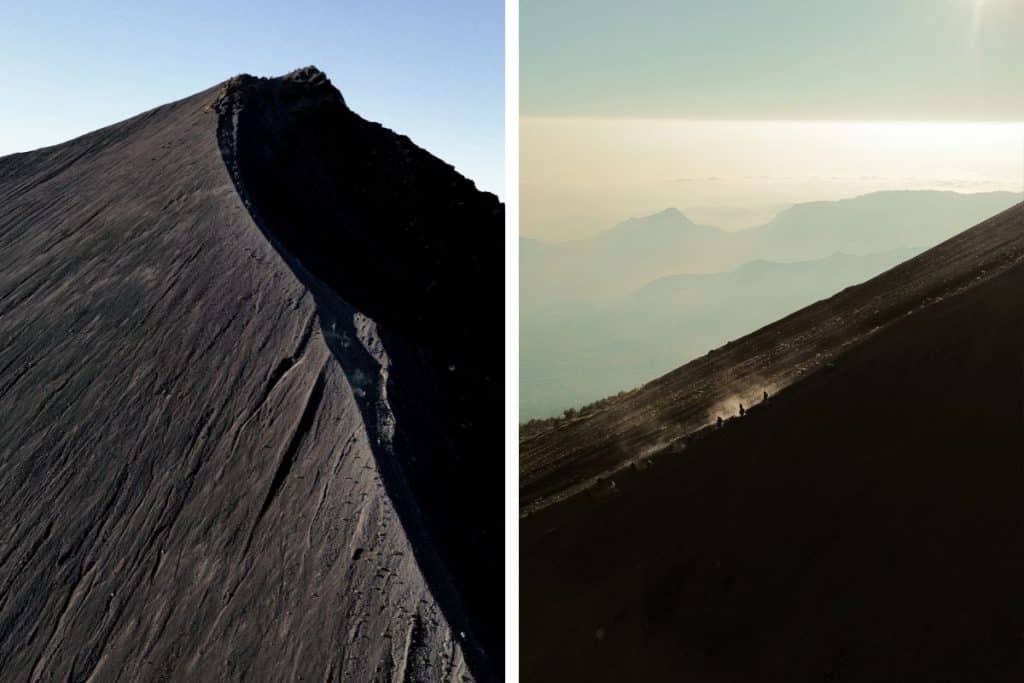 Steep volcanic trail leading to the Mount Rinjani summit