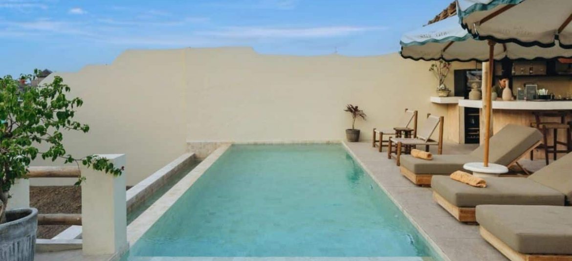 Bali Social Club outdoor swimming pool with lounge chairs