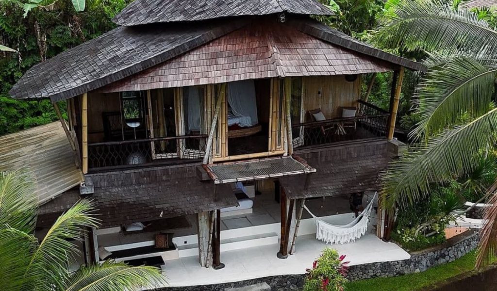 Front view of iconic bamboo villa at Camaya