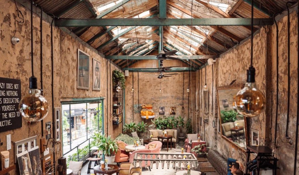 Another angle of the stylish interior at Lazy Cats Café