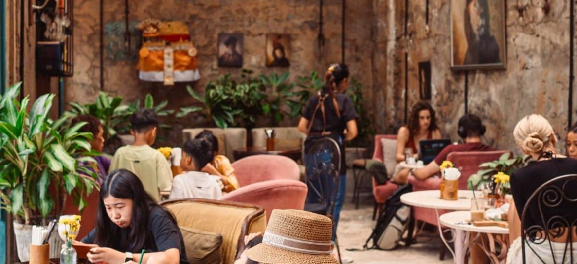 Another angle of the stylish interior at Lazy Cats Café