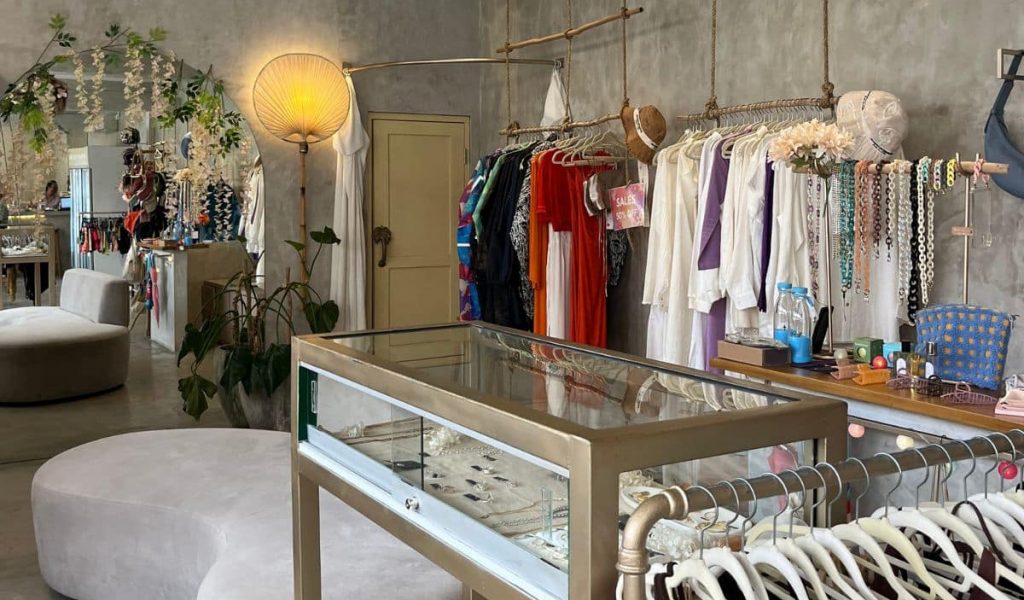 Cute interior of Le Concept with fashion, accessories, and bar area