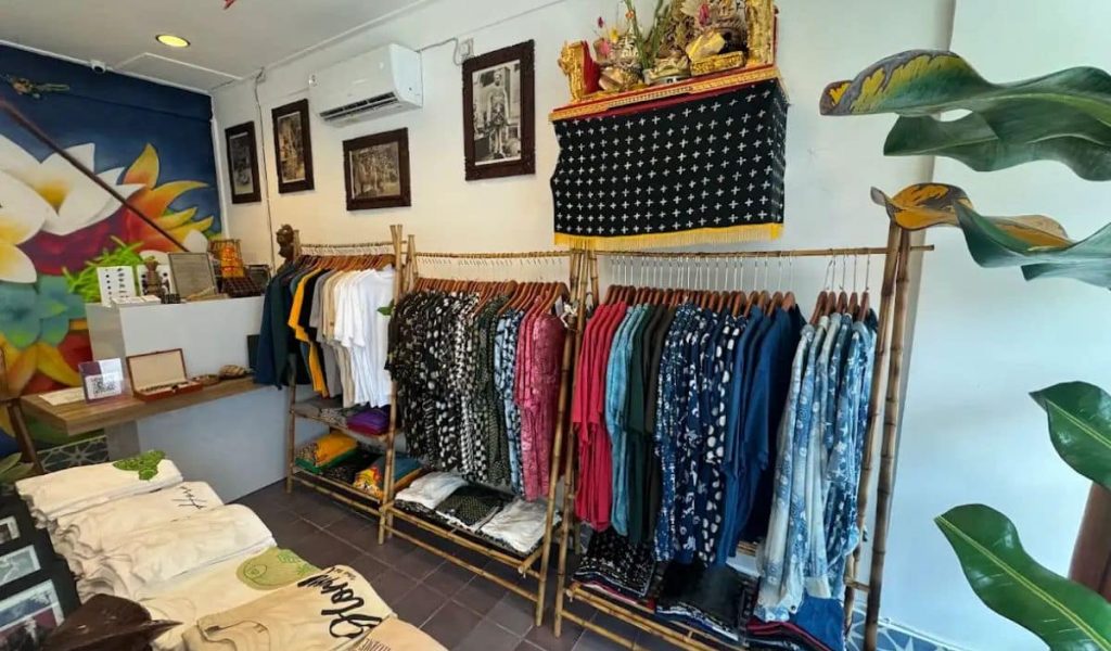 Hormesis Attire interior with traditional batik-inspired fashion.