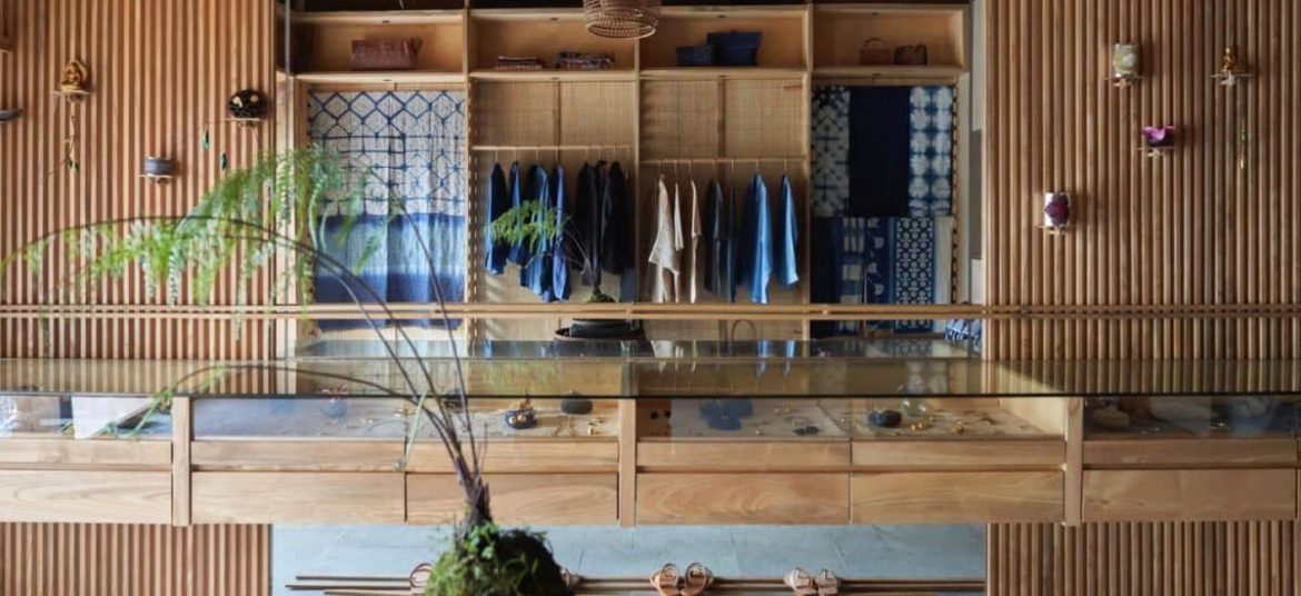 Inside Miraku, showcasing wooden interiors and natural materials.