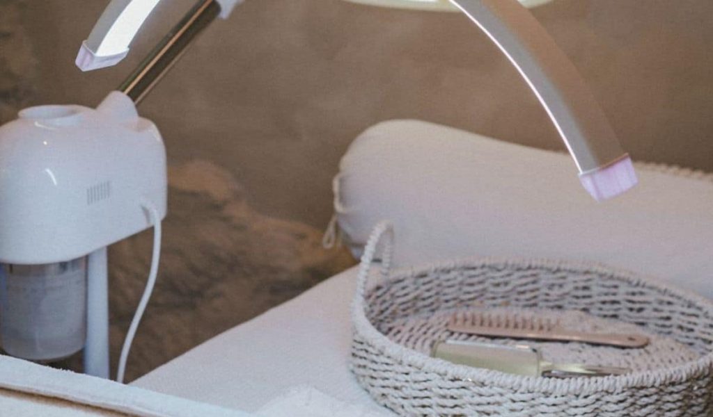 Chic and modern interior of LA LAB SKNN skincare studio in Canggu