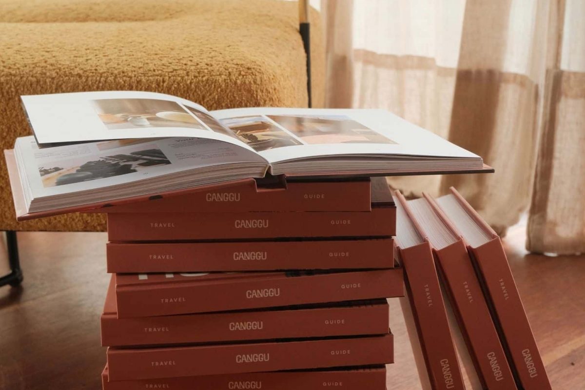 Person looking at a travel map in Canggu, Bali