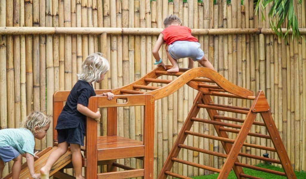 Kids playing in the playground area at Tarabelle Café.