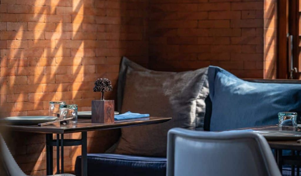 Elegant indoor seating at Indigo Japanese fusion restaurant in Berawa-Canggu, Bali