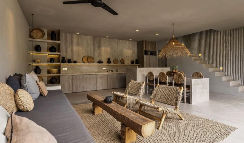 Industrial-style living room at The Konkrete