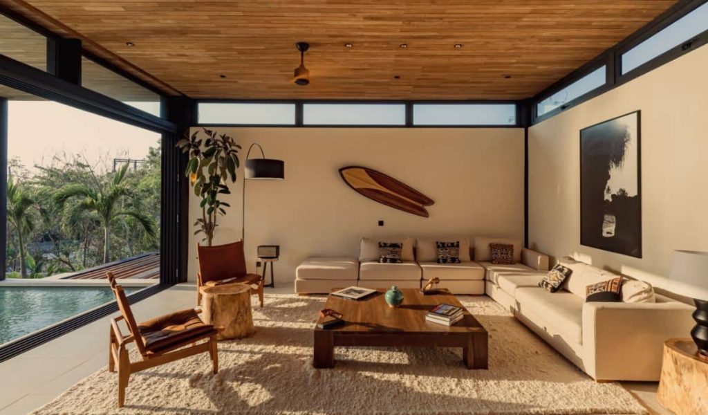 Stylish outdoor area at Summer Ulu villa with modern tropical design